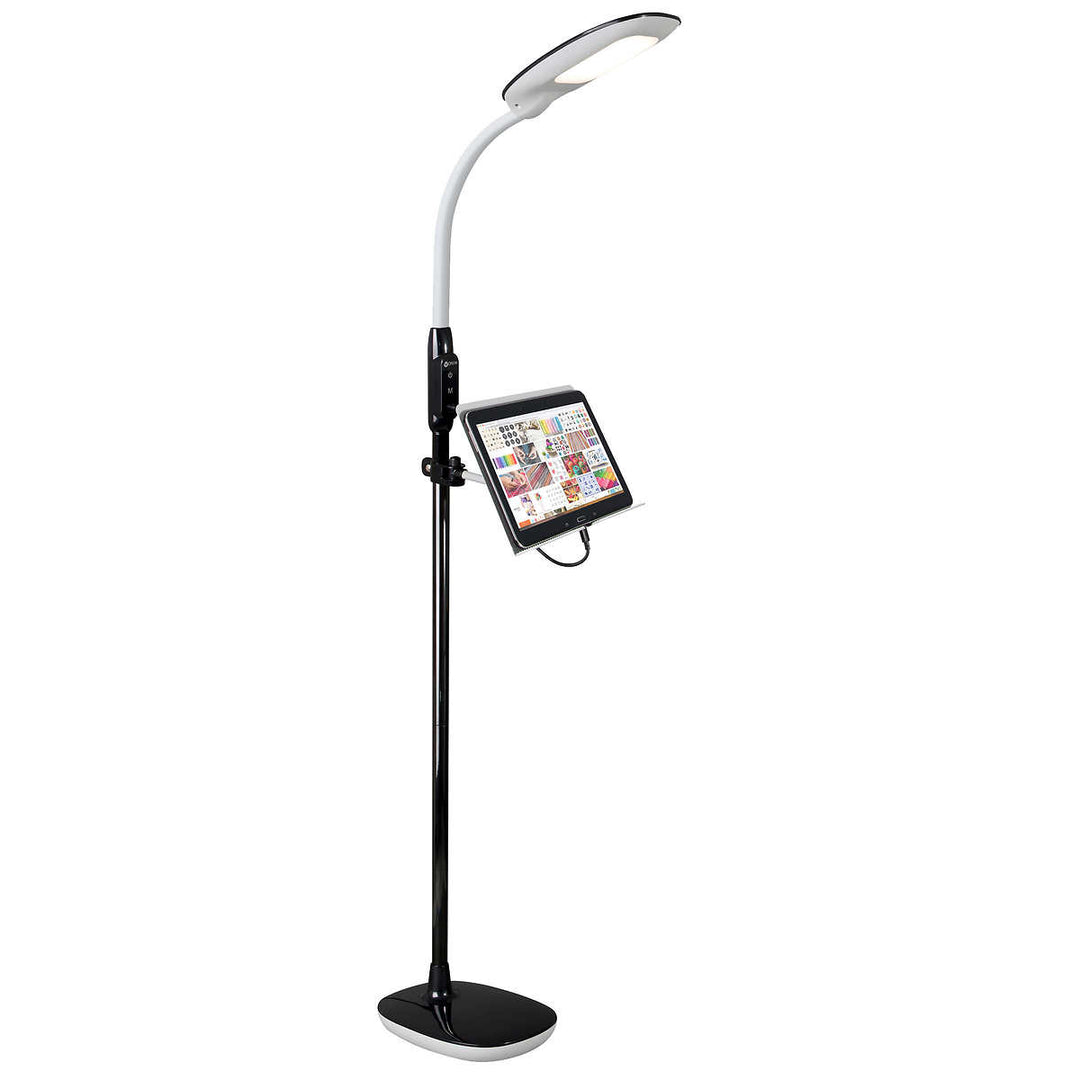 OttLite - Lampe à pied à DEL avec port de charge USB et support pour tablette