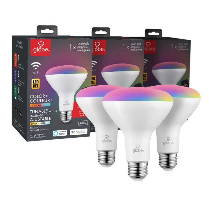 Globe Electric - BR30 LED Wi-Fi Smart Bulb, White and RGB Color