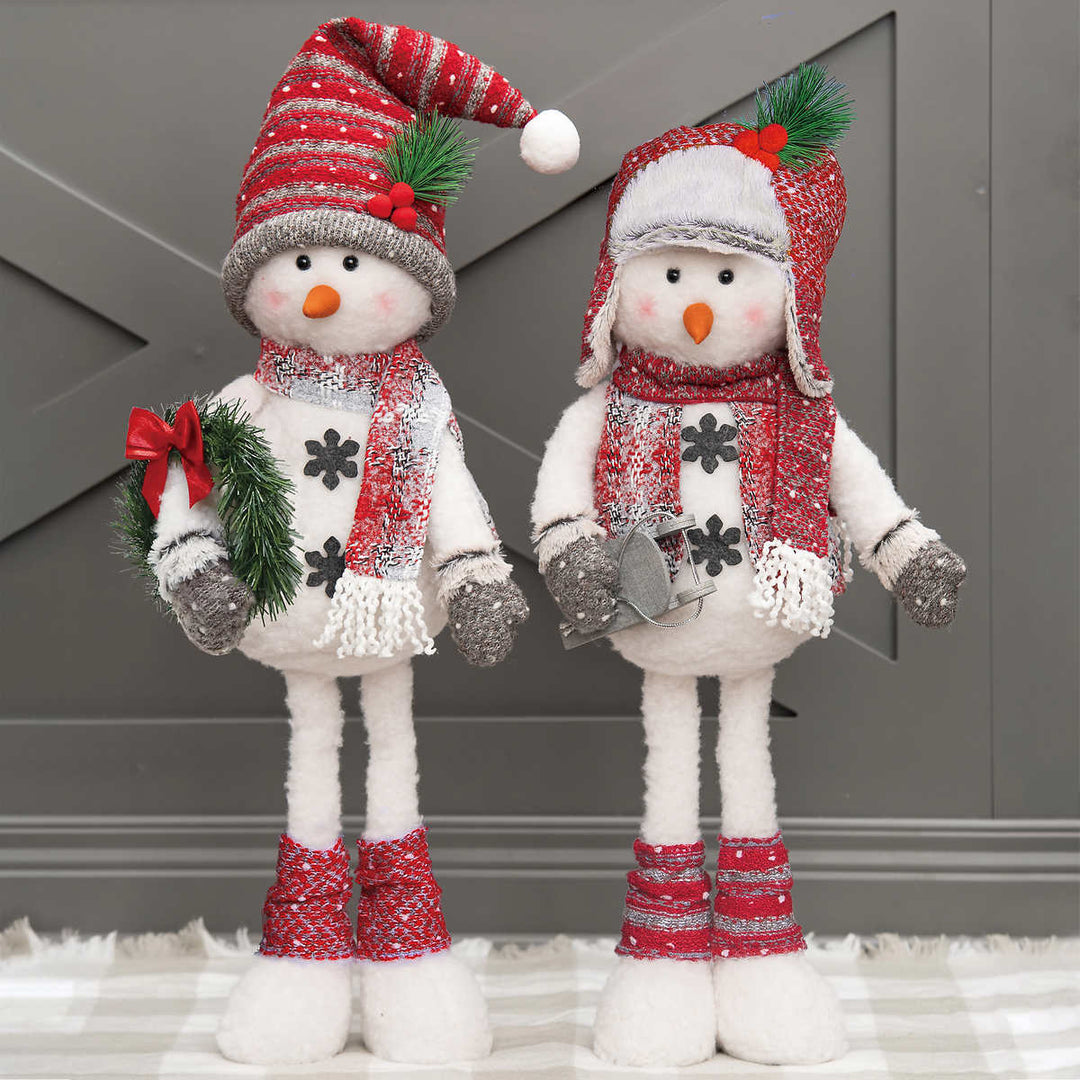 2 Piece Set of Fluffy Snowmen