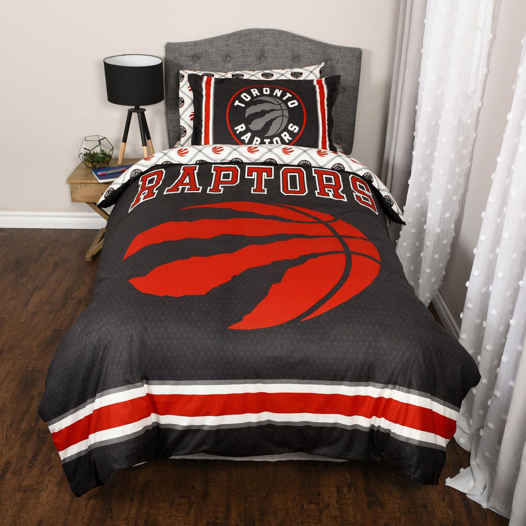 NBA - Ensemble housse de couette et cache-oreiller en Microflannel, Toronto Raptors