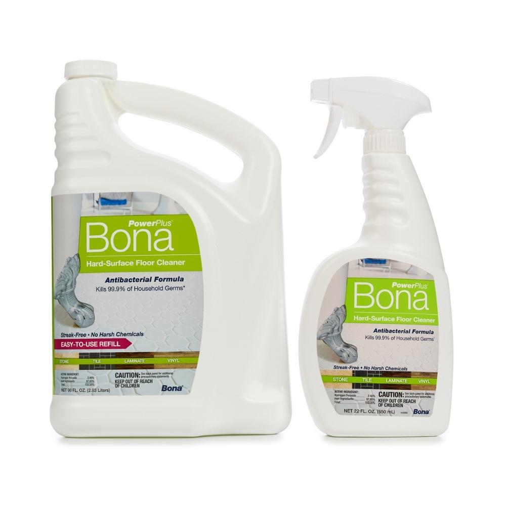 BONA -  Nettoyant antibactérien pour sols durs PowerPlus, ensemble 2 bouteilles