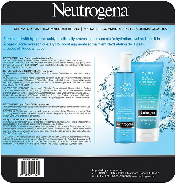 Neutrogena - Ensemble de 3 nettoyants exfoliants pour le visage, Hydro Boost