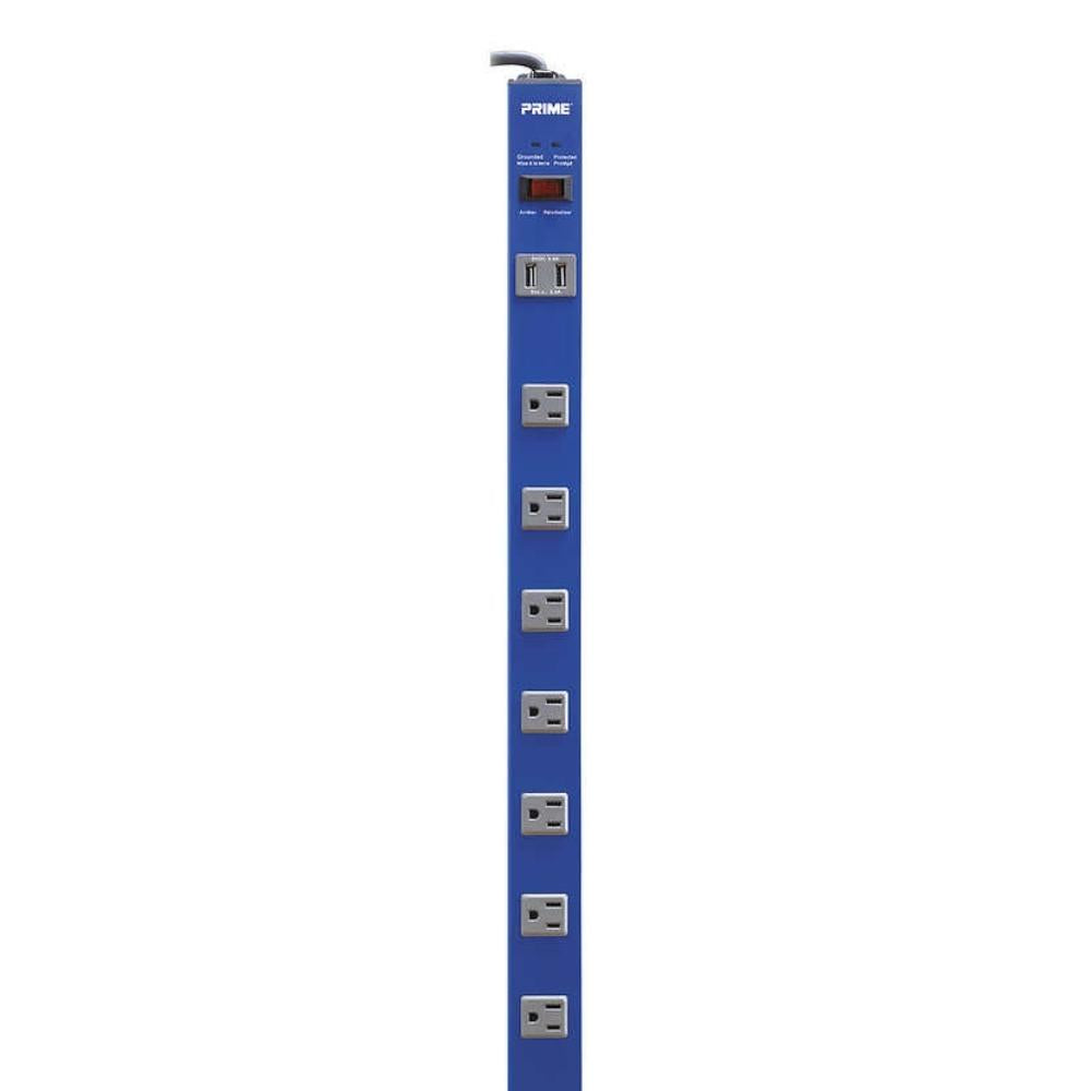 Prime - Bloc parasurtenseur 11 prises en aluminium anodisé bleu avec 2 USB