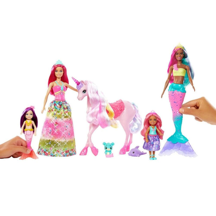 Barbie - Coffret cadeau dreamtopia avec princesses, sirènes, licorne et animaux