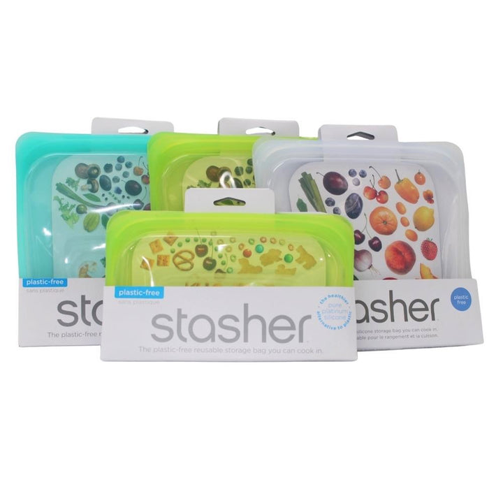 Stasher - Sac à sandwich réutilisable en silicone platine de qualité alimentaire