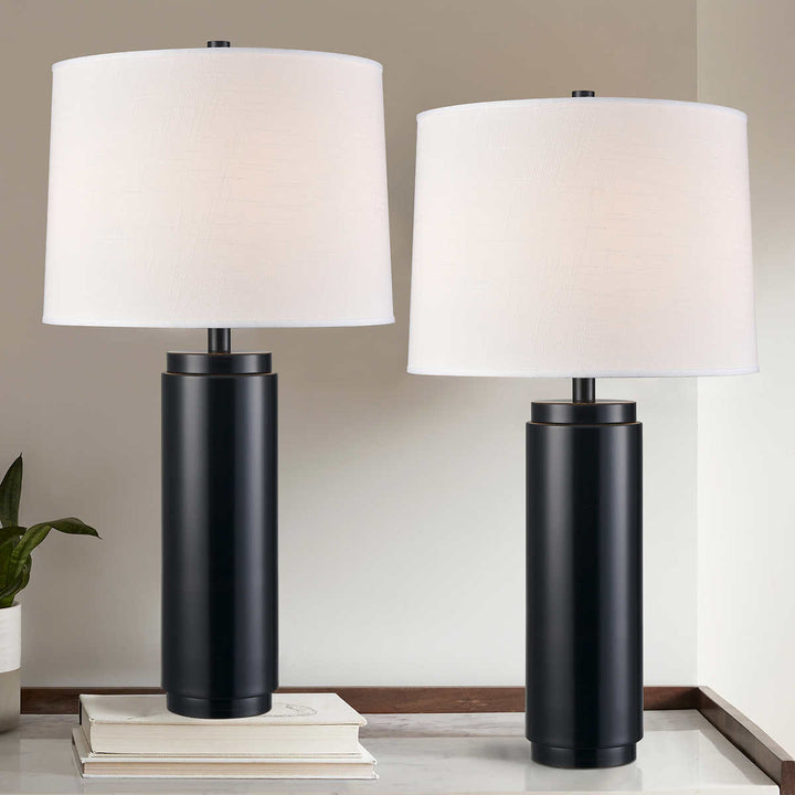 Bridgedport Design - Lampes à pied avec cylindre métallique, ensemble de 2