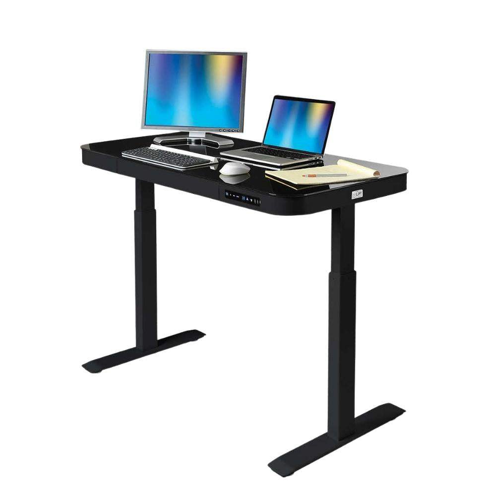 Seville - Height Adjustable AirLIFT Electric Glass Modern Desk with Drawer
