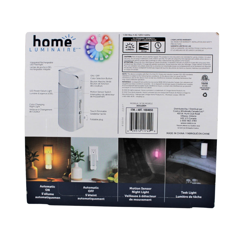 Home luminaire - 3 lumières d'urgence et veilleuses 5 en 1