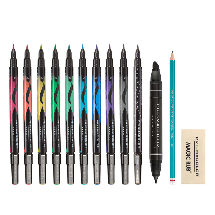 Prismacolor - Lettering Brush and Marker Set, 13 Pieces