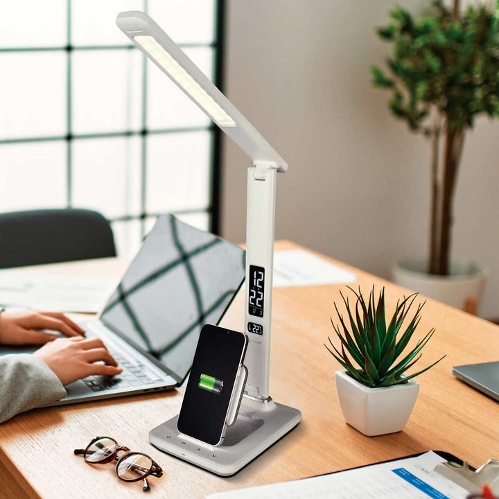 Ottlite - LED lamp with extendable wireless charging base