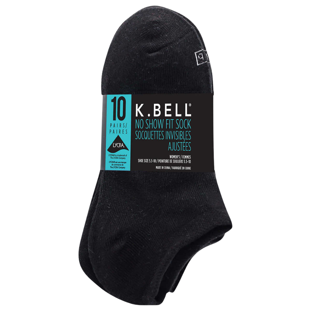 K.Bell - Chaussettes invisibles pour femme, paquet de 10