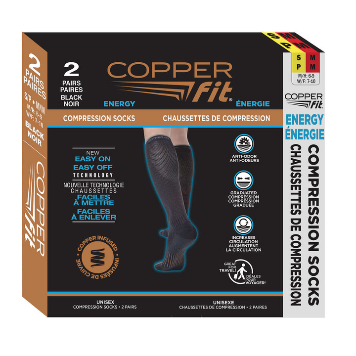 Copper Fit - Ensemble de deux chaussettes de compression unisexe