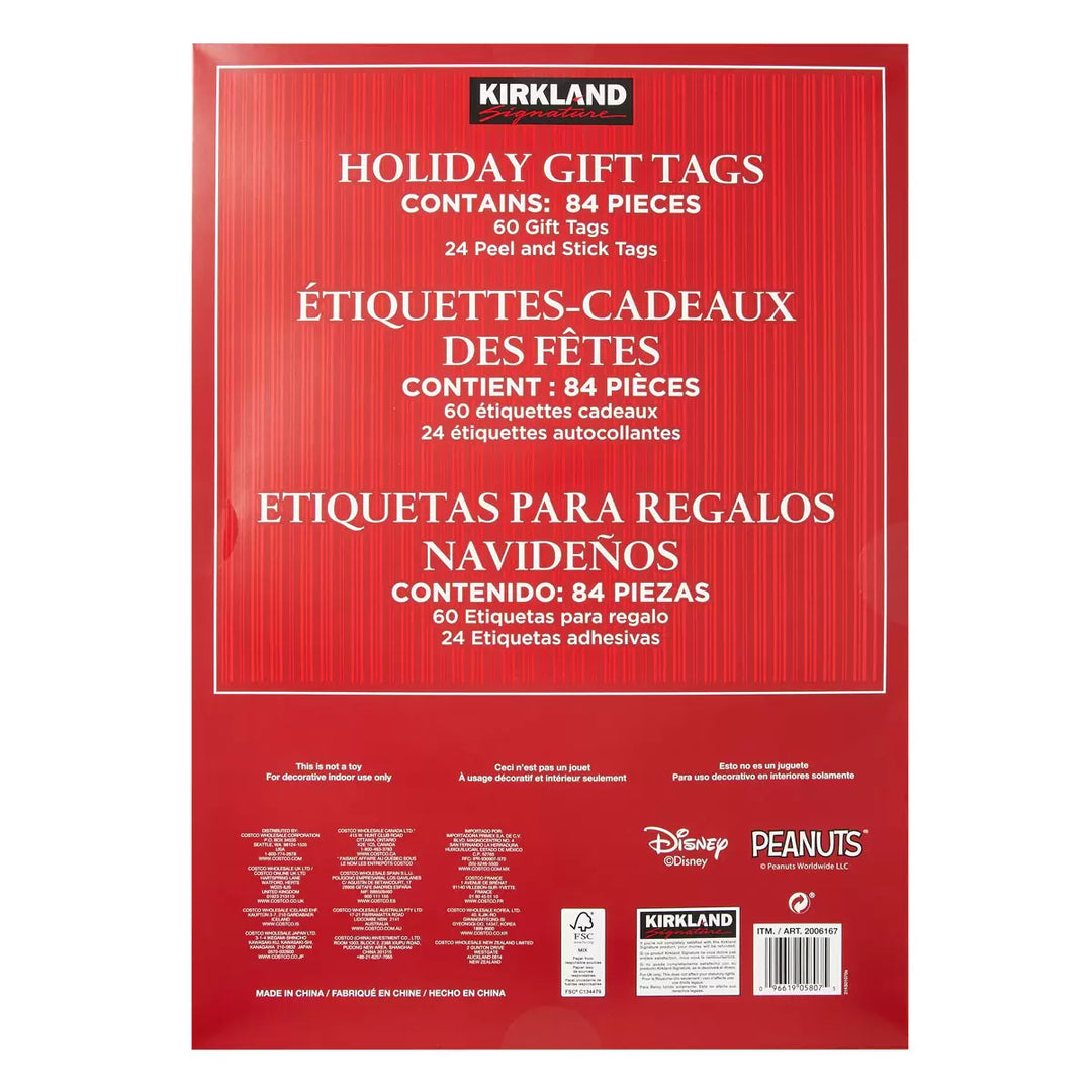 Kirkland Signature - Étiquettes-cadeaux de Noël de luxe - paquet de 84