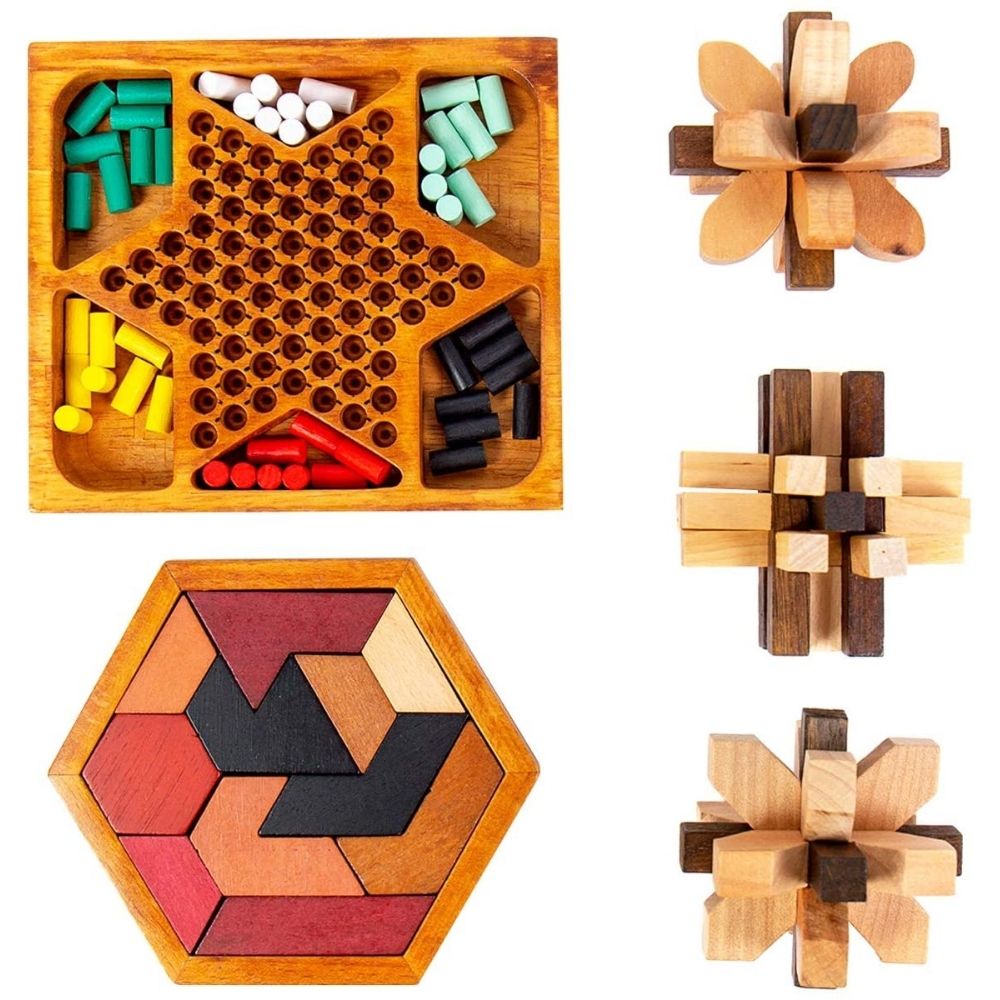 ThinkBox- Lot de 5 casse-têtes et jeux  Thinking Wood