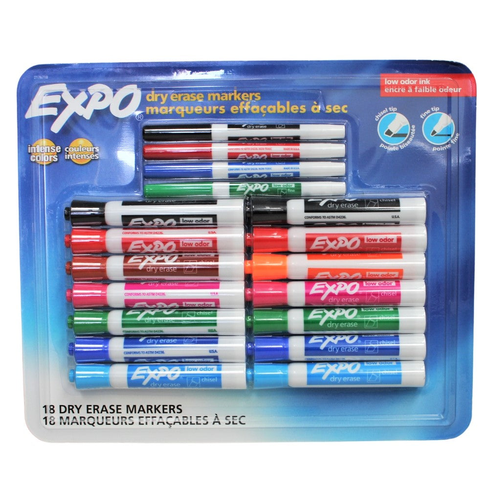 Expo - Low Odor Dry Erase Markers, 18 units 