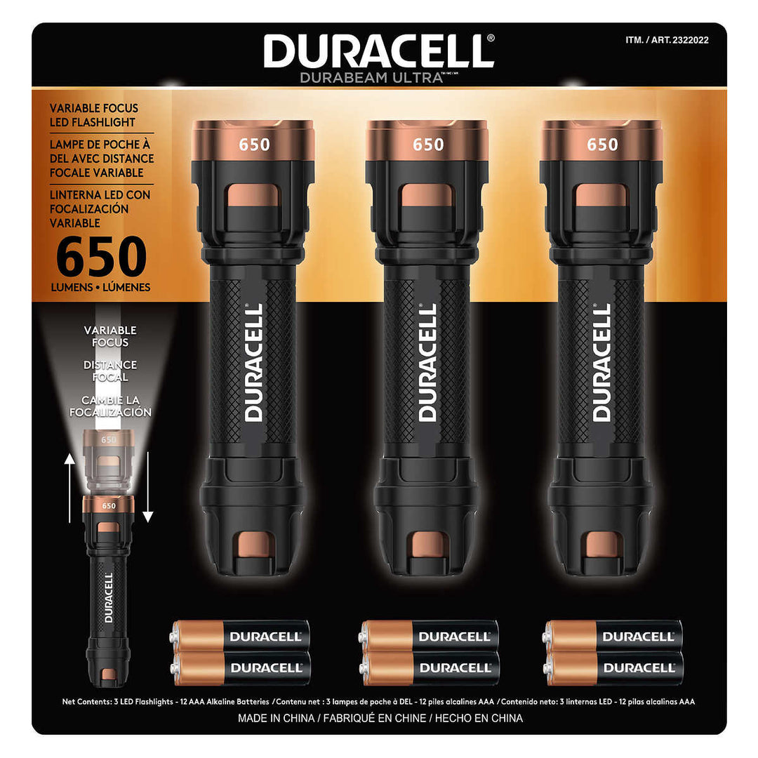 Duracell - Aluminum flashlight set of 3