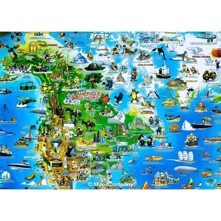 Dino's - Illustrated wall map for children (laminated) - The World - 137 x 100 cm