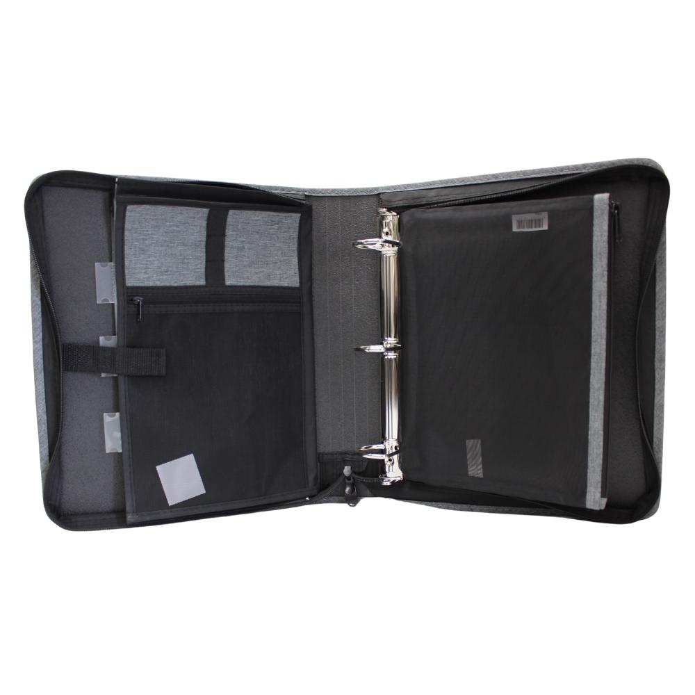 Storage Basket Hilroy 2 Inch Double Booster D-Ring Zipper Binder Gray With E 337236