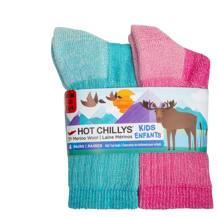 Hot Chillys - Chaussettes de randonnée, lot de 4 paires