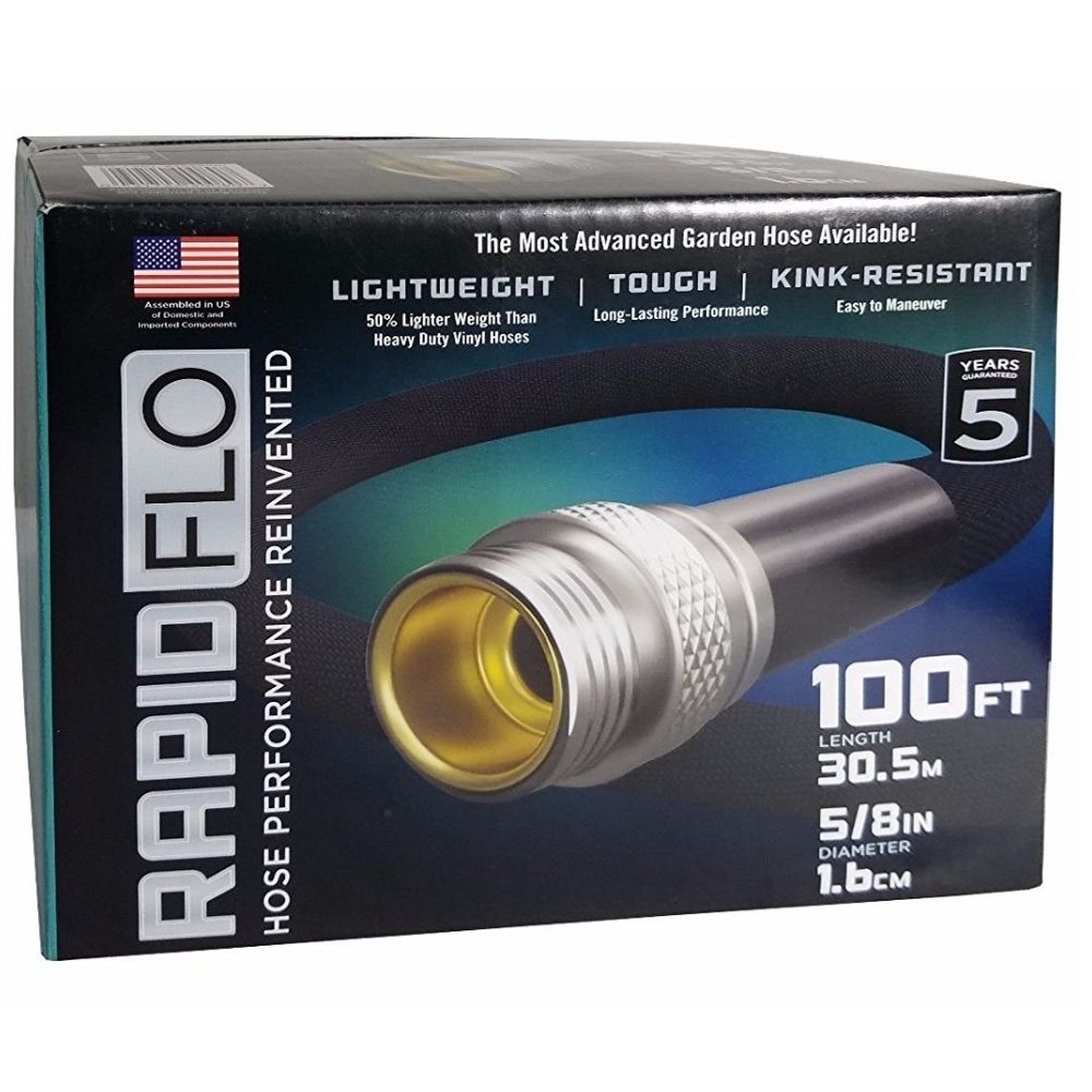 Rapid Flo Lightweight Heavy-Duty Kink Resistant Garden Hose with Flow