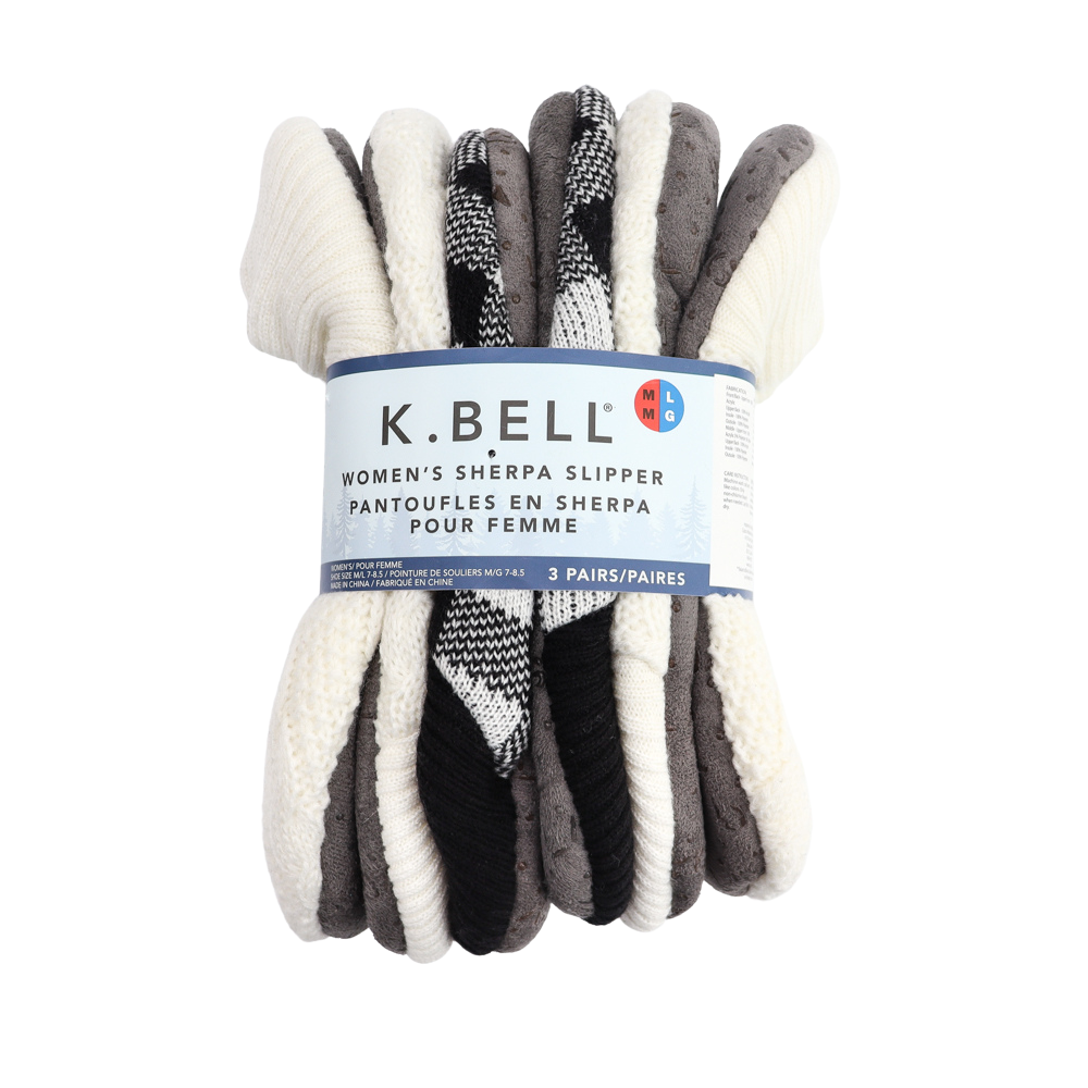 K.Bell - Women's Slippers, 3 Pack
