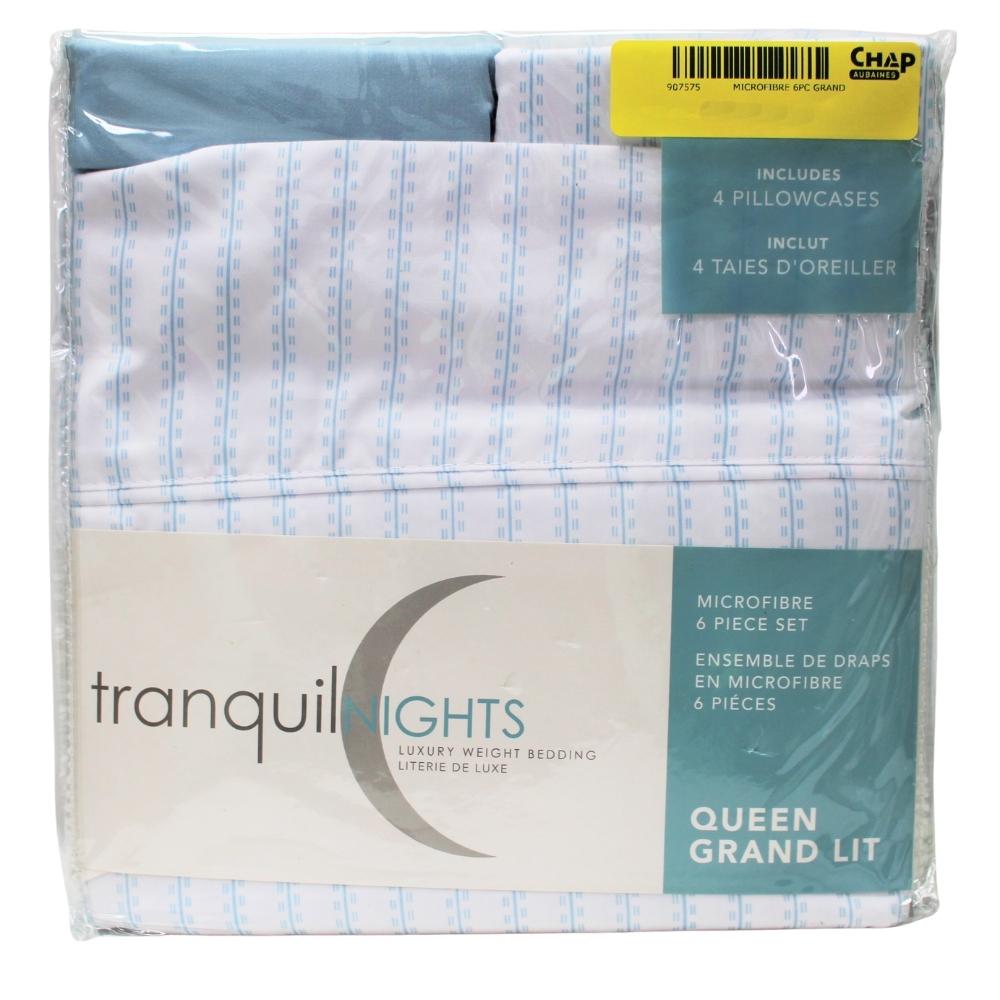Tranquil Nights – Ensemble de draps en microfibre, 100% polyester doux, 6 pièces