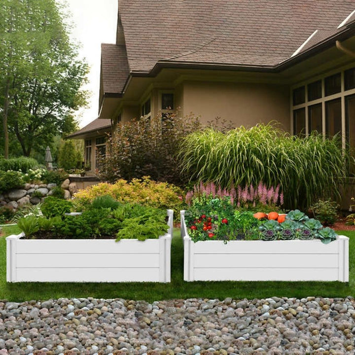 Vita - Ensemble de 2 jardinières surélevées en vinyle blanc de 4 pi x 4 pi