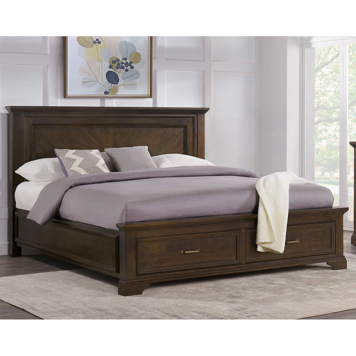 Broadmoore Furniture - 'Luka' King Size Real Wood Storage Bed